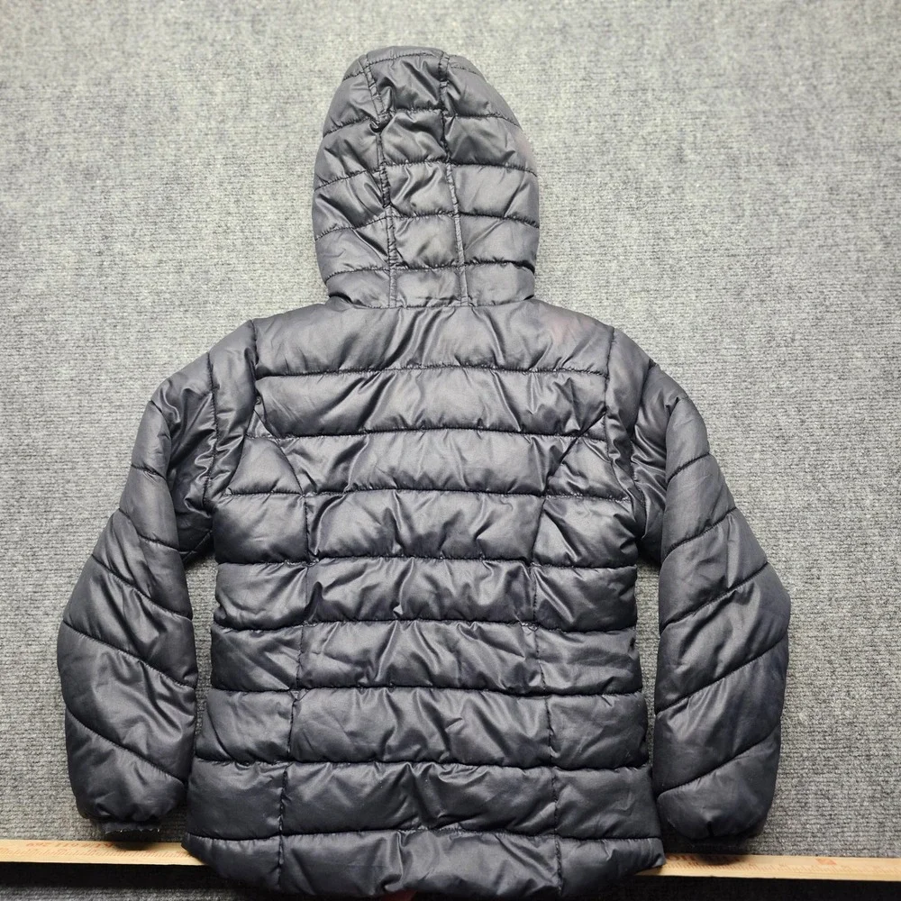 Old Navy Frost Free Hooded Puffer Jacket Kids Size M 8 Black Quilted Zip Up Coat